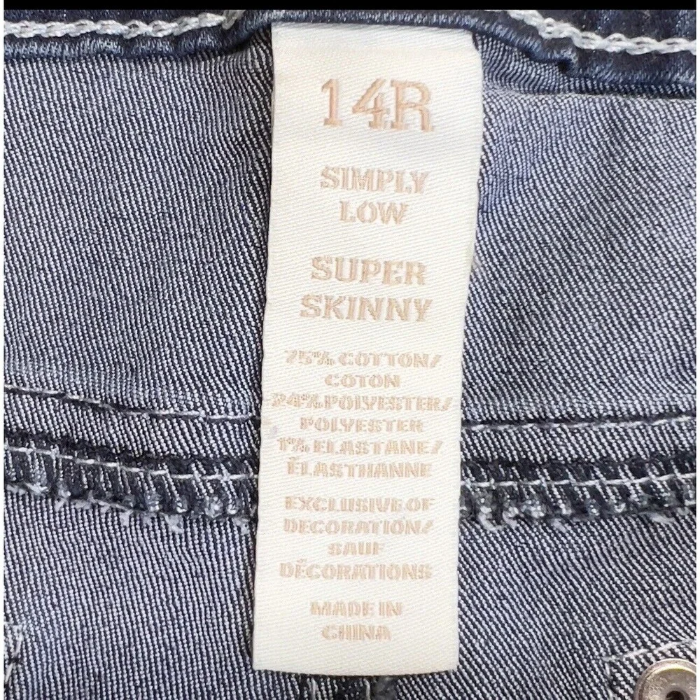 Justice Premium Girls Denim Blue Jeans Simply Low Super Skinny‎ Size 14R